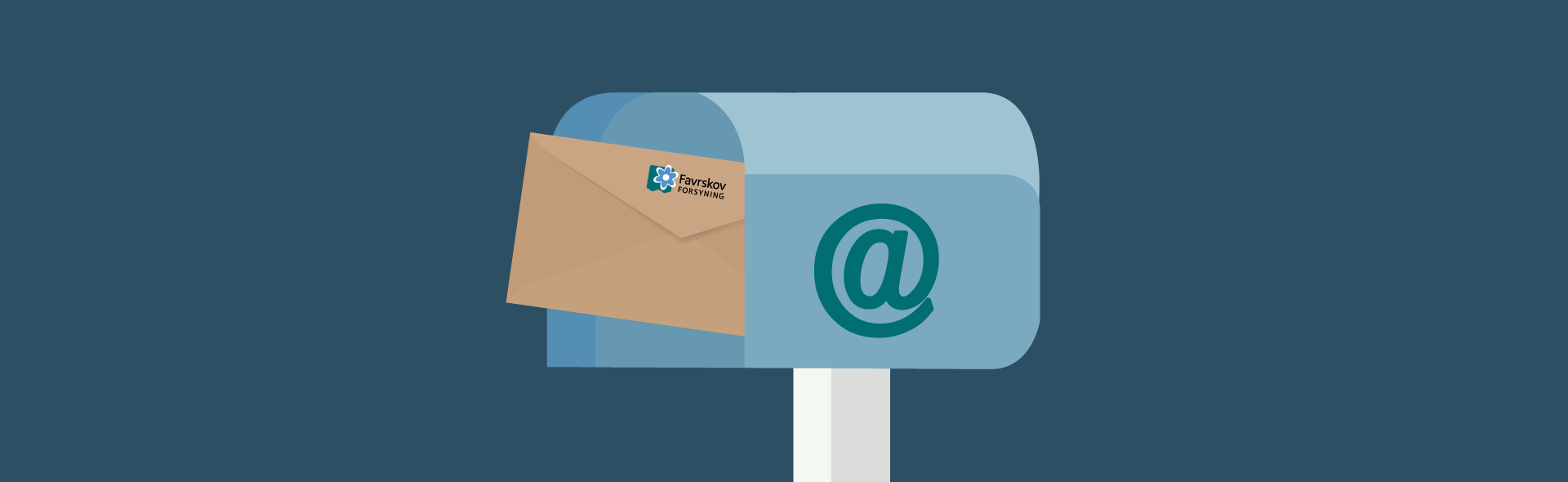 Postkasse med et brav med Favrskov Forsynings logo