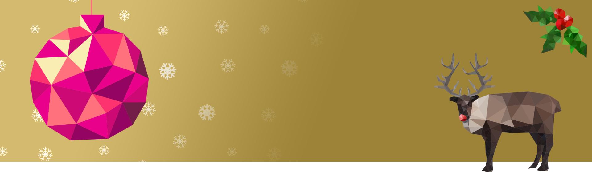 Jul Grafik med rensdyr, julekugle og julepynt