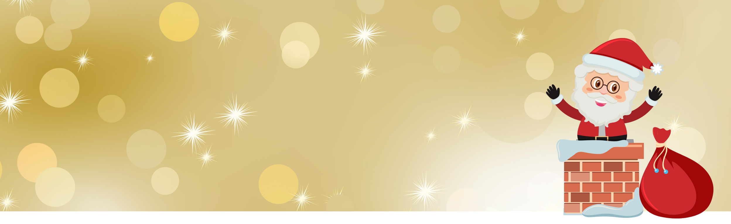 Grafisk tegning af julemand på guld baggrund