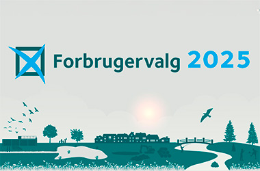 Grafisk tegning af renseanlæg, vandløb, regnvandsbassin mm. samt teksten: Forbrugervalg 2025